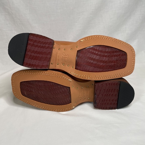 Justin Men's 10 EE Caddo BENT RAIL Western SQUARE TOE Boot Copper Brown BR740 - Picture 9 of 12